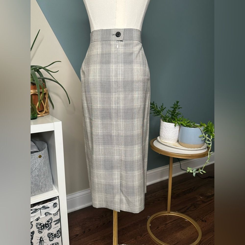 Vintage Escada Margaretha Ley Glen Plaid Wool Blazer Skirt Suit Set Size 12 - Picture 10 of 14